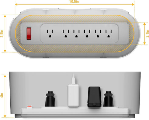 D-Line Cable Management Box, Power Strip Holder, Floor Outlet Hider, Desk Cord Organizer, Cover TV Wires, Wire Storage, Extension Hiders, Conceale...