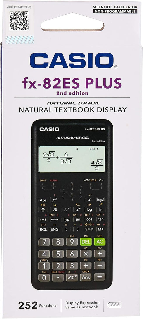 Casio Fx-82es Fx82es Plus Bk Display Scientific Calculations Calculator with 252 Functions...