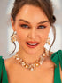Unicra Gold Crystal Bridal Wedding Jewelry Set Pearl Necklace Earrings Sets Rhinestone Formal Costume Jewelry for Women and Brides...