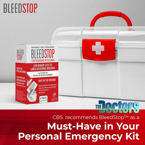 BleedStop™ First Aid Powder for Blood Clotting, Trauma Kit, Blood Thinner Patients, Camping Safety, and Survival Equipment for Moderate to Severe ...
