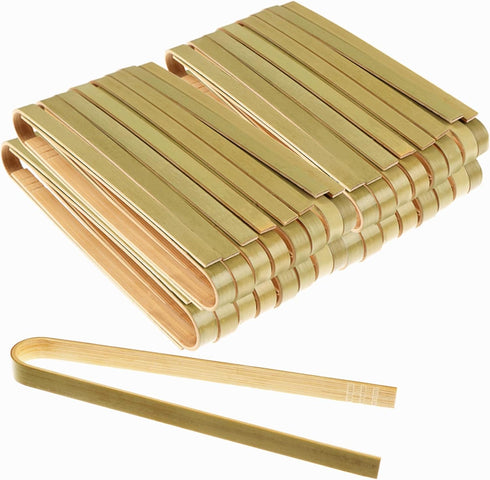 100 PCS Mini Bamboo Tongs 4 Inch Long Toast Tongs Disposable Wooden Tongs Toast Catering Buffet Tongs for Toast Bread Pickles Tea Home Use...