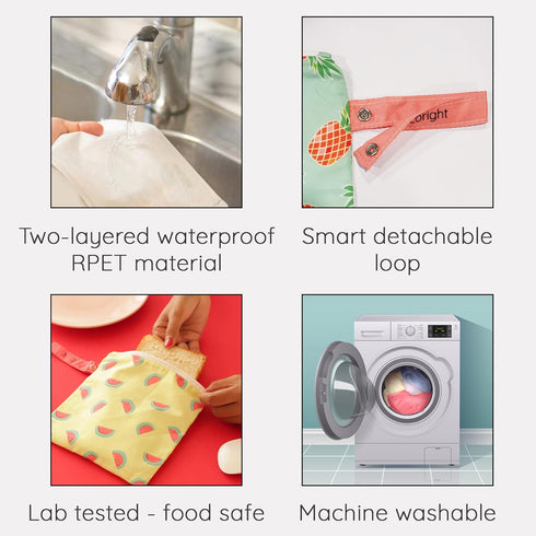 100% RECYCLED Reusable Sandwich Bags & Snack Bags by EcoRight | Food Safe BPA Free | Set of 2...