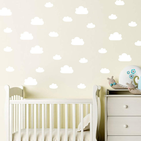 56 Pieces/Set Cloud Wall Decal Vinyl Sticker Nursery Kids Child Boys Girls Room Decor Nursery Baby Bedroom Decoration Home Stickers YMX03 (White)...