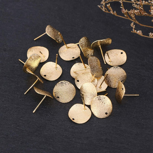 MILISTEN 20pcs Stainless Steel Earrings Posts Round Blank Peg Earrings Posts Flat Pad Ear Stud Components Earring Making Findings (Golden)...