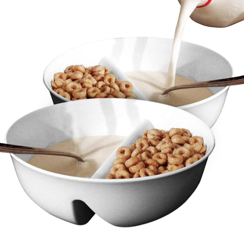 2 Pack - Just Crunch Anti-Soggy Cereal Bowl - Keeps Cereal Fresh & Crunchy | BPA Free | Microwave Safe | Ice Cream & Topping, Yogurt & Berries, Fr...