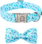 MR. CHUBBYFACE Summer Dog Collar Blue Collar with Bow Adjustable Dolphin Dog Collar Bowtie for Small Medium Large Dogs...