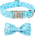 MR. CHUBBYFACE Summer Dog Collar Blue Collar with Bow Adjustable Dolphin Dog Collar Bowtie for Small Medium Large Dogs...