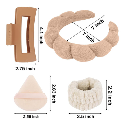 COCIDE 6 Pcs Spa Headbands for Women Washing Face Wristband Set Makeup Skincare Hairbands for Girls Terry Cloth Puffy Padded Headwear Non Slip Thi...