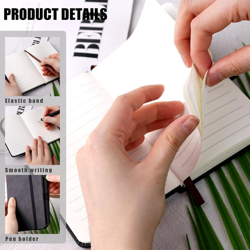 Koogel 3PCS Pocket Notebook Journals, Mini Notebooks with Pen Holder Hardcover Small Notepads for Note Taking School Office Black...
