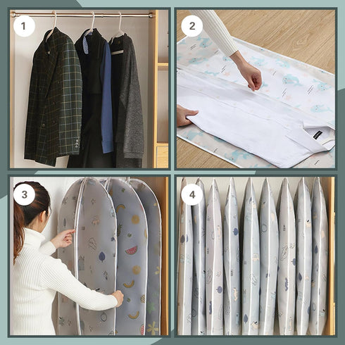 5 Pack Hanging Clothes Covers Clear Clothes Bags Hanging Dust Clothes Protectors Dry Cleaner Home Storage Travel (60×80, Fruit)...