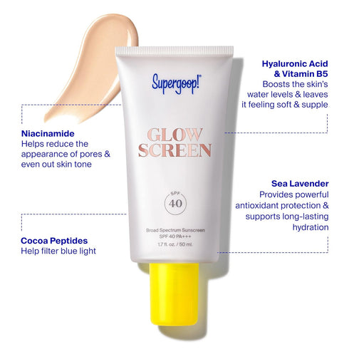 Supergoop! Glowscreen (SPF 40) - 0.5 fl oz - Glowy Primer + Broad Spectrum Sunscreen - Adds Instant Glow - Helps Filter Blue Light - Boosts Hydrat...