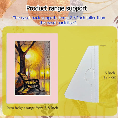 60 Pack 5 Inch Self Stick Cardboard Easel Backs, Premium Cardboard Easel Stand for Picture Frame and Art Easel Stand, Use for Photos, Signs, Craft...