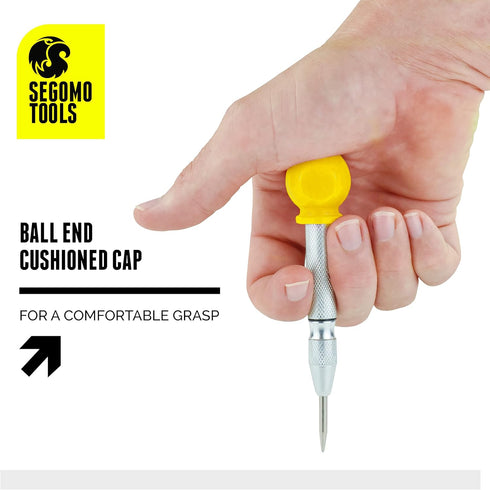 Segomo Tools 5 Inch Precision Diamond Knurled S2 Steel (58-60) Automatic Center Punch | Punch Tool | Spring Loaded Center Punch | Auto Center Punc...