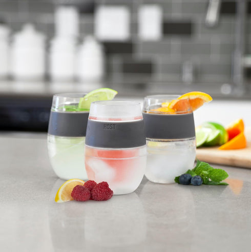 Host Wine Freeze Cooling Cups, Grey (Set of 2)...