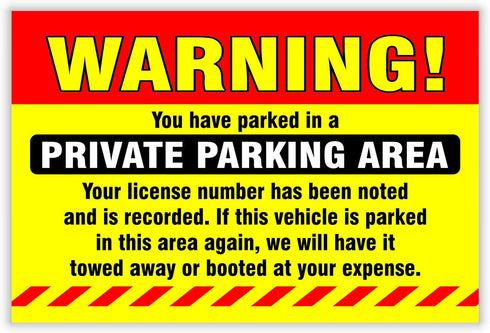 Private Parking Stickers (Pack of 50) Reserved No Permit Area Violation Warning Notice Vehicle is Illegally Parked - Large Size 6" X 9" – Yellow...