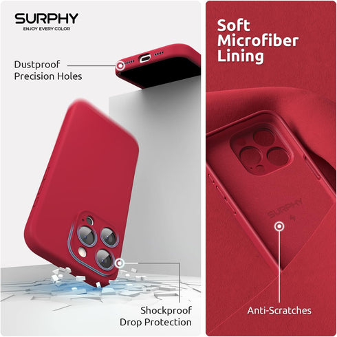 SURPHY Designed for iPhone 15 Pro Max Case Compatible with MagSafe (6.1 inch 2023), with 2 Pack Screen Protector, Liquid Silicone Phone Case (Came...