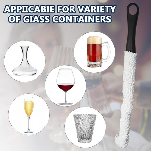 3 Pieces Decanter Cleaning Brush with 400 Pieces Cleaning Beads, Wine Glass Cleaner Brush Flexible Bottle Cleaning, Household Cleaning Tools for W...