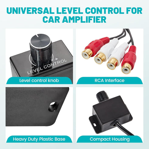 Universal Car Amplifier RCA Level Controller, Car Audio Bass Control Knob, Sub Amp Volume Control Cable for Car, Motorcycle, Speakers, Home Theate...
