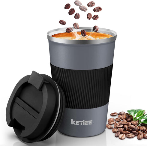 KETIEE Travel Coffee Mug Spill Proof 12oz, Insulated Reusable Coffee Cups with Seal Lid, Vacuum Stainless Steel Travel Mug to Go Car Tumbler for H...