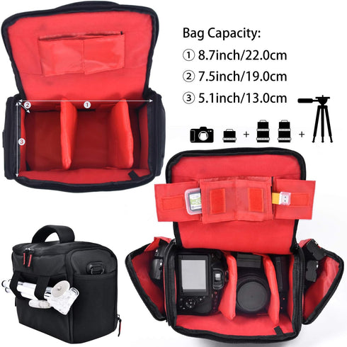 FOSOTO Camera Case Bag Compatible for Nikon D3300 D3400 D5300 D5500 D5600 D7200 D7100 D500 D90 D60 D750 D810 D610,Canon EOS Rebel T5i T6 T7i XT SL...