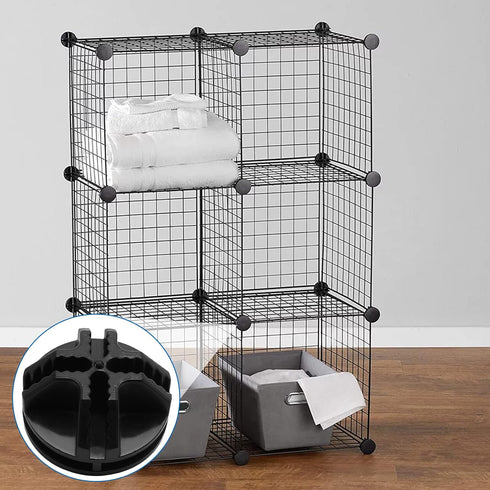 36 Pcs Wire Cube Plastic Connectors for Cube Storage, Black Modular Closet Organizer and Metal Grid Shelving Unit, Suitable for 3-4mm Diameter Iro...