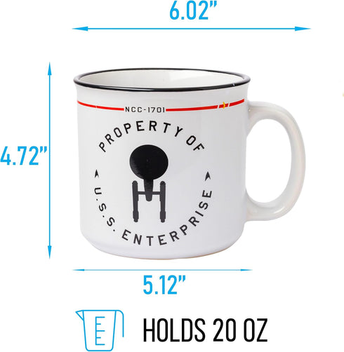 Silver Buffalo Star Trek NCC-1701 Property of The USS Enterprise Ceramic Camper Mug, 20 Ounces...