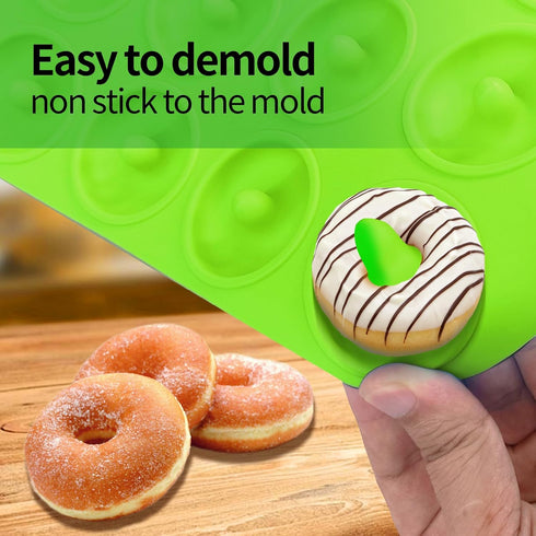 Silicone Donut Pan, Bite Size Silicone Donut Pans for baking, Mini Donut Pan, Mini Baking Pan for baking delicious donuts, Non-stick Bottom, Easy ...