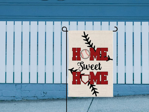 12x18 Inch Double Sided Summer and Spring Garden Flag - Baseball Home Sweet Home House Flag - Seasonal Large Outdoor Yard Flags of Burlap - Bat Ba...