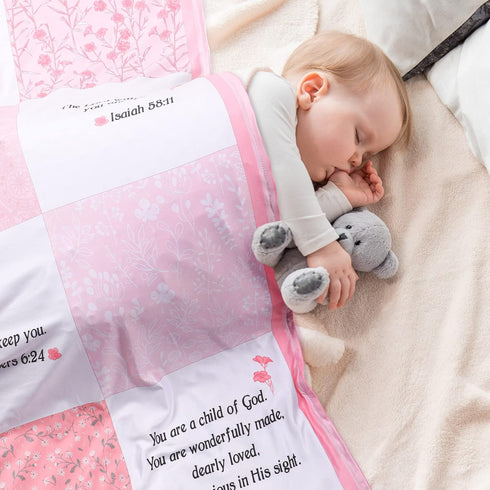 Oudain Christian Baby Blankets for Baby Blanket with Bible Verses Scripture Flowers Paisley Baby Receiving Baptism Blanket Christian Christening G...
