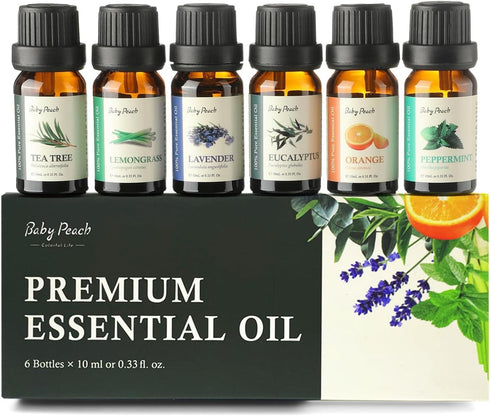 Essential Oils Set - Top 6 Aromatherapy Oils Perfect for Diffuser, Humidifier, Candle Making, Essential Oil Home Gifts Set, Eucalyptus, Lavender, ...