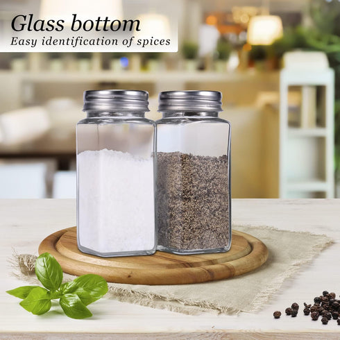 Glass Salt and Pepper Shakers Set Large,DWTS DANWEITESI Farmhouse Salt and Pepper Shakers Cute with Stainless Steel Lid-Large Spice Jars,Clear to ...