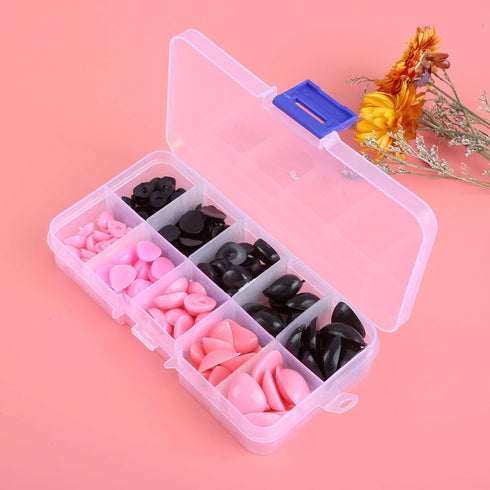 Yetaha 150PCS Plastic Nose, 5 Sizes Craft Triangle Nose for Stuffed Animals Doll, Bear, Dog, Puppet DIY Making, Black&Pink...