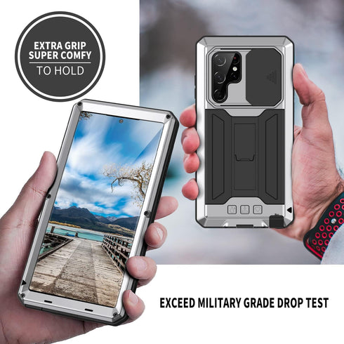for Samsung Galaxy S22 Ultra 5G Case, Aluminum Metal Gorilla Glass Waterproof Shockproof Military Heavy Duty Sturdy Protector Cover Hard Case,with...