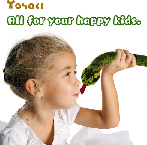Snake Plush Toy, 59'' Large Washable, Huge Realistic Plush Cuddle Toy, Soft and Cute Children's Gift, Birthday Party Favor, Prank Prop (Green Pyth...