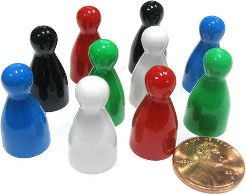 Koplow Games Set of 10 Halma Pawns 25mm - 2 Each of Black Blue Green Red White...