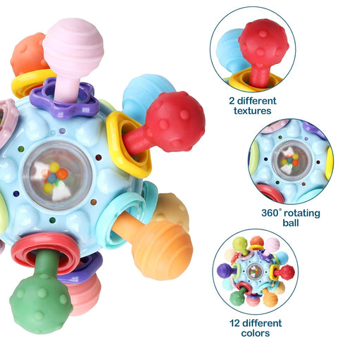 Baby Sensory Teething Toys - Montessori Teether Toys for Babies 0-6 6-12 Months, Infant Developmental Learning Toys for 0 3 6 9 12 18 Months Newbo...