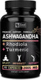 Ashwagandha Complex - Organic Ashwagandha Root Powder + Rhodiola Rosea + Turmeric - Premium Support Formula - Ashwagandha Capsules Supplement...