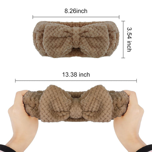 YISSION 4PCS Spa Headband with Bow No Slip Head Band for Face Wash Makeup Skincare Facial Headband Elastic Hair Band Microfiber Headbands for Wome...