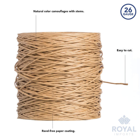 Royal Imports Bind Wire Wrap Twine, Paper Fiber Covered Waterproof Metal Wire Rustic Vine for Flower Bouquets, Floral Wrapping, Art Craft Projects...