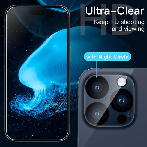 JETech 5 in 1 Matte Case for iPhone 15 Pro 6.1-Inch with 2-Pack Each Tempered Glass Screen Protector and Camera Lens Protector, Translucent Back S...