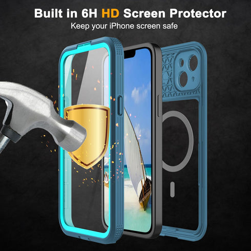 Phone Case Compatible with iPhone 15 Plus,Magnetic Waterproof DropProof DirtProof Snowproof Anti-Scratch Heavy Duty Full Body Protect Built in Scr...