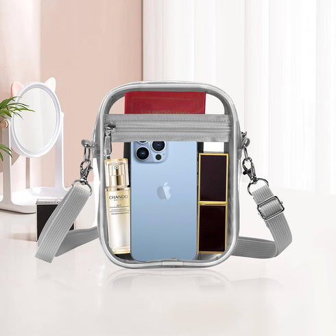 Clear Crossbody Purse Bag, Clear Bag Stadium Approved with Front Pocket for Concerts Sports Festivals...
