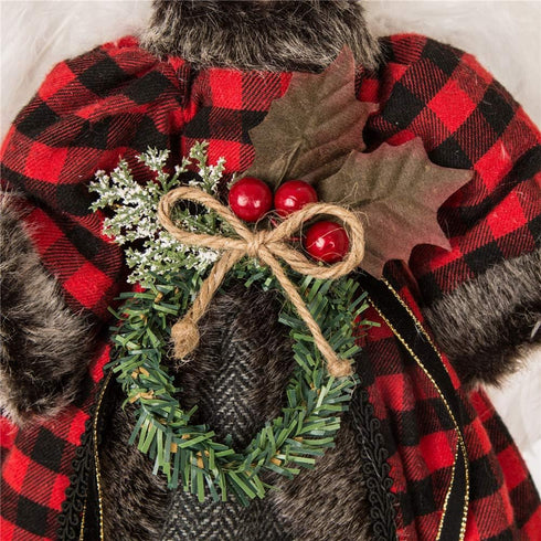 Glitzhome Handmade Plaid Angel Figurine Christmas Treetop Ornament Decoration 12" H - Red & Black...