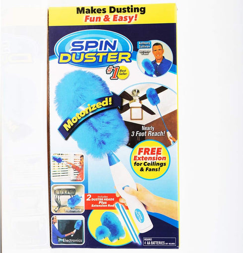 360 ° Spin Hurricane Adjustable Electric Feather Duster Vacuum Cleaner Battery Operated with Touch Button, Larpipao Blue Multifunction Electric Du...