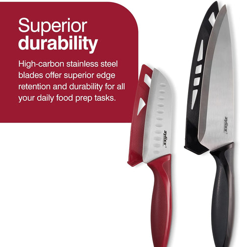 Zyliss Utility Kitchen Knives with Sheath Covers - Dishwasher Safe - Stainless Steel Kitchen Knives Perfect for Cutting Meat, Vegetables & Fruit -...