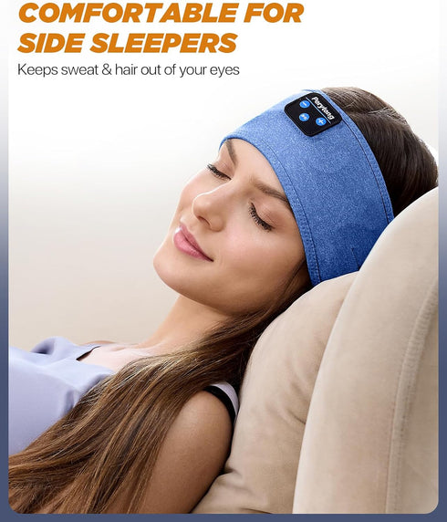 Perytong Bluetooth Headband Headphones, Sleep Headphones Bluetooth for Side Sleepers - Sleeping Headphones Comfortable Headband with Thin Speaker ...