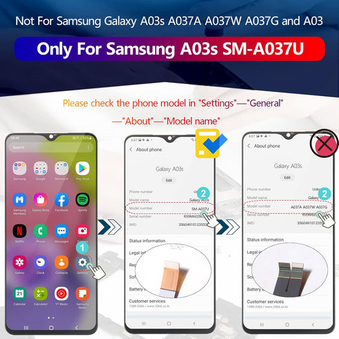Screen for Samsung Galaxy A03s Screen Replacement for Samsung A03s SM-A037U LCD Touch Panel Display Digitizer Assembly Repair Parts with Kit...