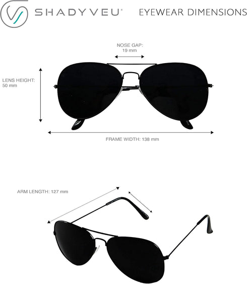 ShadyVEU Smoke Lens Pilot Sunglasses Retro UV400 Classic Metal Frame Shades...