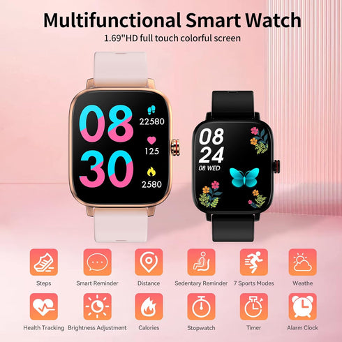 Luoba Smart Watch, 1.69'' Full Touch Answer/Make Call Women Smartwatch for Android Phones Fitness Tracker with Heart Rate Sleep Monitor Calorie St...