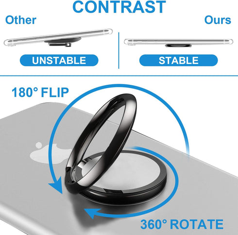 Finger Ring Stands Set, Pack of 4 Universal Thin 360 Degree Rotation Phone Rings, Compatible with iPhone, Android & Other Smartphones (4 Packs of ...